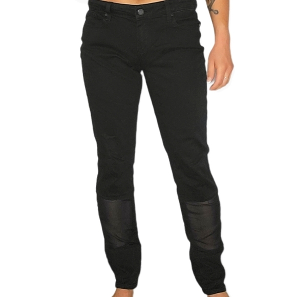 PAIGE Denim - Paige Jimmy Jimmy Skinny 29 Black Midrise Jeans Sheer Panels